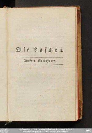 Die Taschen. Fünftes Sprüchwort.