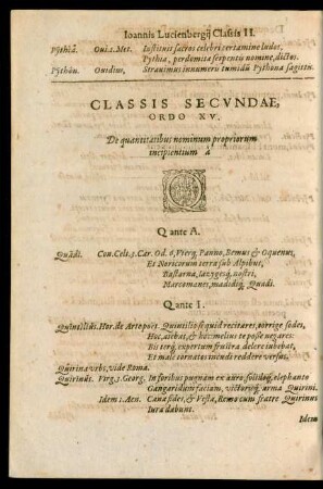 Classis Secundae, Ordo XV. ... Q