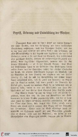 Begriff, Ursprung und Entwickelung des Mythus