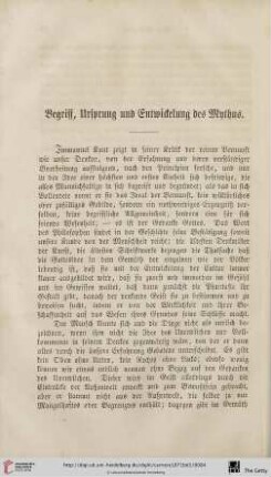 Begriff, Ursprung und Entwickelung des Mythus