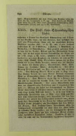 XXIX. Die Fuerstl. Lippe-Schauenburgischen Laender