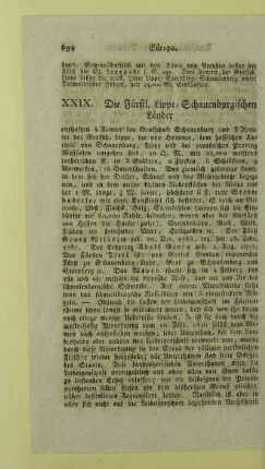 XXIX. Die Fuerstl. Lippe-Schauenburgischen Laender