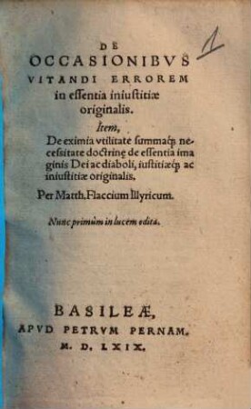 De Occasionibvs Vitandi Errorem in essentia iniustitiae originalis, 2.