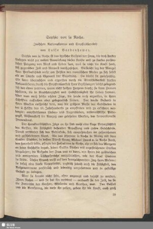 Sophie von la Roche : Zwischen Nationalismus und Empfindsamkeit