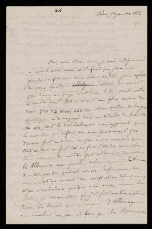 Nr. 13: Brief von Ernest Renan an Paul de Lagarde, Paris, 13.1.1886