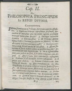 Cap. II. De Philosophia Principum In Rebus Divinis.
