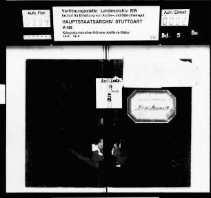Kriegsstammrolle des Württembergischen Artillerie-Kommandeurs Nr. 70