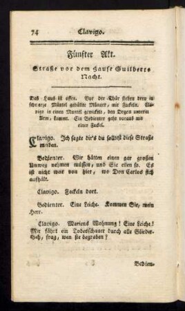 Fünfter Akt. Straße vor dem Hause Guilberts Nacht