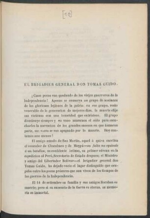 El Brigadier General Don Tomás Guido