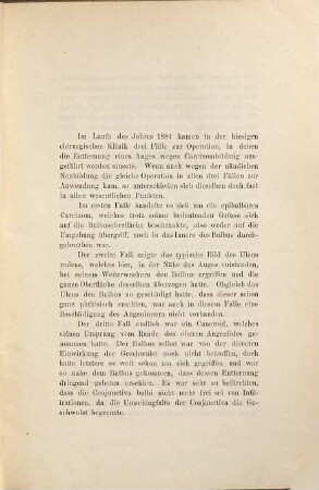 Ueber Enucleation des Bulbus wegen epibulbären oder palpebralen Carcinoms : Aus der chirurgischen Klinik zu Bonn. Inaug.-Diss.