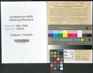 Entnazifizierung Friedrich Umbach , geb. 10.09.1904 (Verwaltungsbeamter)