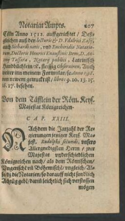 Von dem Täfflein der Röm. Keys. Majestat Königreichen. Cap. XXIII.