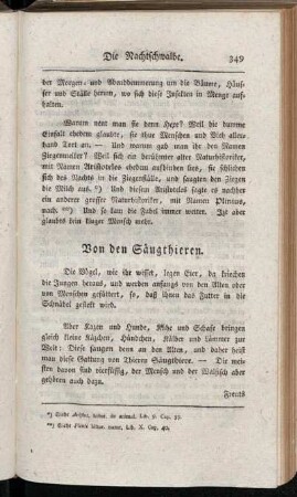 [Von den Säugethieren überhaupt.]
