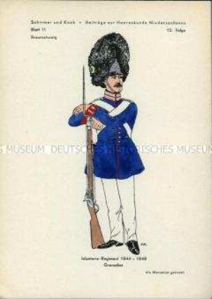 Uniformdarstellung, Grenadier der Infanterie, Herzogtum Braunschweig, 1844/1848.