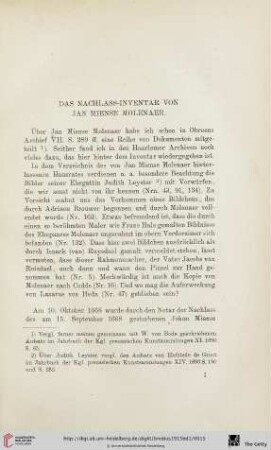 Das Nachlass-Inventar von Jan Miense Molenaer