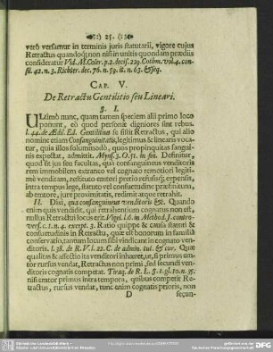 Cap. V. De Retractu Gentilitio seu Lienari