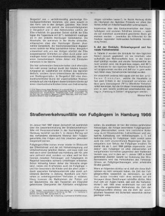 Straßenverkehrsunfälle von Fußgängern in Hamburg 1966