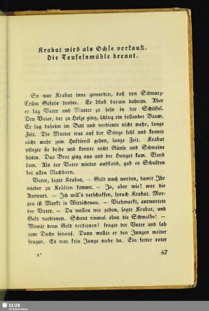 Krabat wird als Ochse verkauft. Die Teufelsmühle brennt