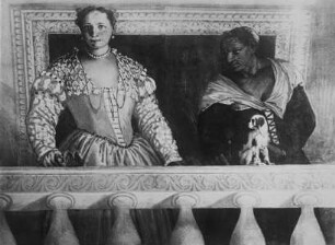 Sala dell'Olimpo — Giustiniana Giustiniani mit einer Dienerin hinter einer Brüstung