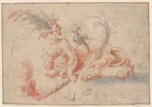 Groteske Sphinx mit Fackel