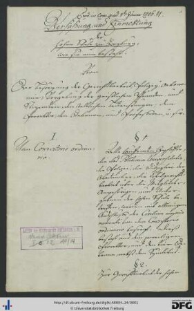 [fol. 1] Vom Consistorio ordinario