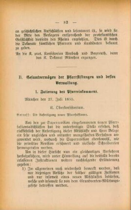 B. Gesamtvermögen der Pfarrstiftungen und dessen Verwaltung