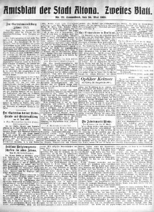Nummer 22. Zweites Blatt. : Sonnabend, den 30. Mai 1925