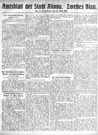 Nummer 22. Zweites Blatt. : Sonnabend, den 30. Mai 1925