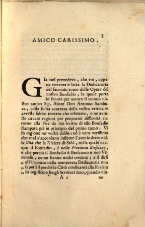 Lettera, in cui si tratta della patria de Jacopo Bonfadio e dello stato antico et presente della riviera Bresciana
