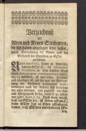 Verzeichnis der Alten und Neuen Scribenten
