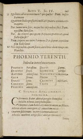 Phormio Terentii Fabulae interlocutores