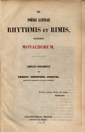 De poësis latinae rythmis et rimis, praecipue monachorum
