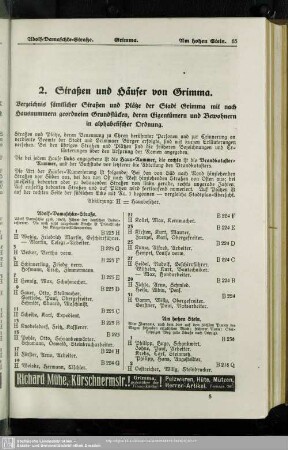 2. Häuserbuch : 2. Verzeichnis der Bewohner der Häuser