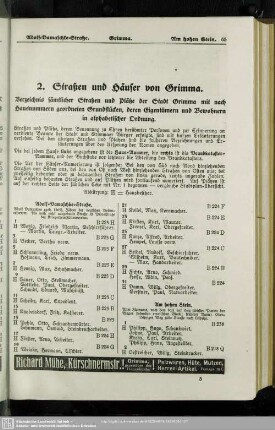 2. Häuserbuch : 2. Verzeichnis der Bewohner der Häuser