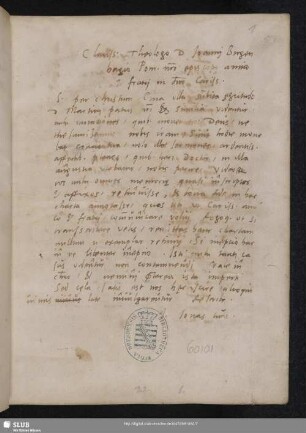 Eigenh. Brief Justus Jonas' an Johannes Bugenhagen. o.O.u.D.