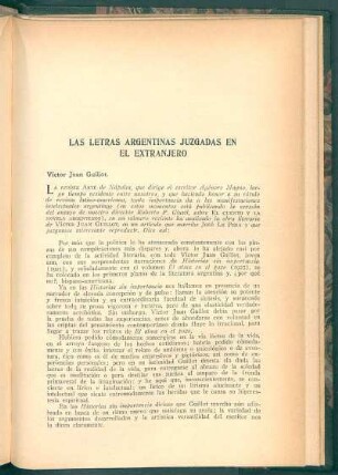Las letras argentinas juzgadas en el extranjero