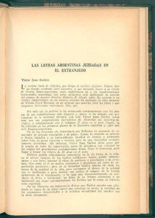 Las letras argentinas juzgadas en el extranjero