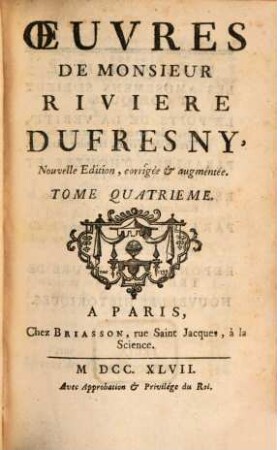 Oeuvres De Monsieur Riviere Du Fresny, 4