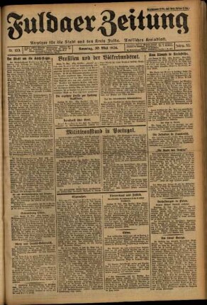 Erste Ausgabe vom Sonntag, den 30. Mai 1926.
