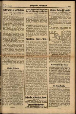 Zweite Ausgabe vom Freitag, den 14. Juni 1940.