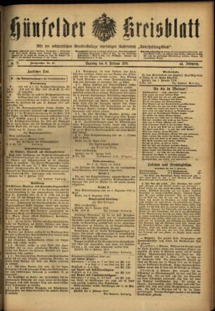 Ausgabe vom Samstag, den 08. Februar 1919.