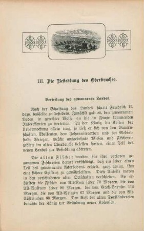 III. Die Besiedlung des Oderbruches