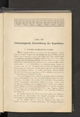 Erster Teil. Chronologische Entwicklung der Expedition.