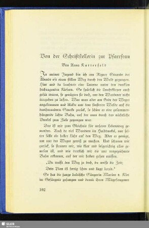 Von der Schriftstellerin zur Pfarrfrau