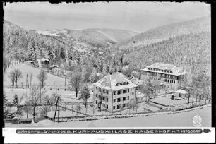 Bärenfels im Erzgebirge, Kurhausanlage Kaiserhof mit Kipsdorf, im Winter
