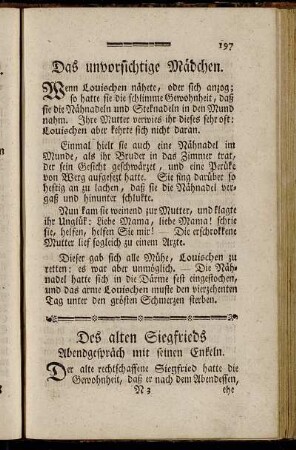 Des alten Siegfrieds Abendgespräch mit seinen Enkeln