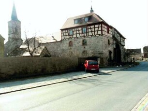 Ansicht von Nordosten in Übersicht (Gaden im Nordosten mit zusätzlichem Fachwerkobergeschoß 17 Jh)