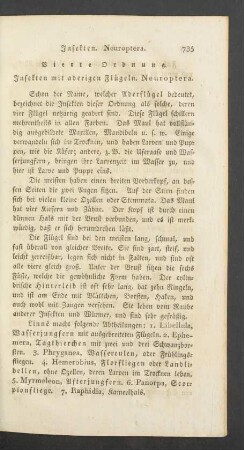Vierte Ordnung. Insekten mit aderigen Fluegeln. Neuroptera.