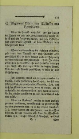 5) Allgemeine Lehren von Schlüssen und Beweisarten