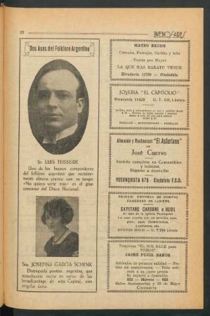 Dos ases del folklore argentino: Sr. Luis Teisseire [y] Sra. Josefina García Schenk